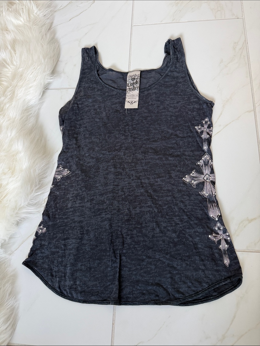 Crash & Burn Tank Top with Cross Accents